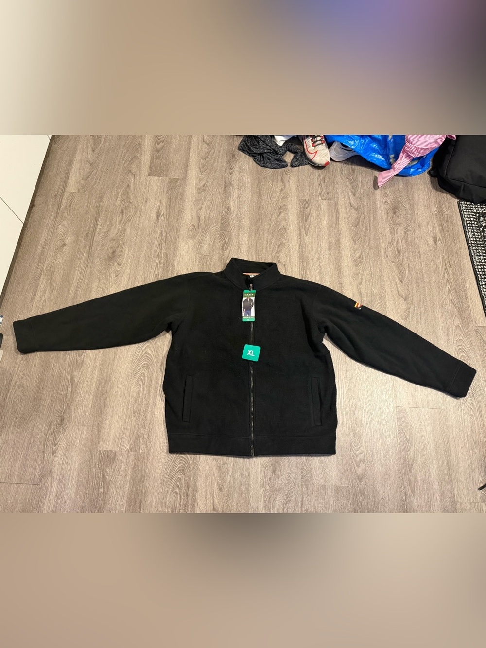 Orvis Sherpa Fleece Full Zip Jacket Black Long Sleeve Logo Pockets Mens Size XL